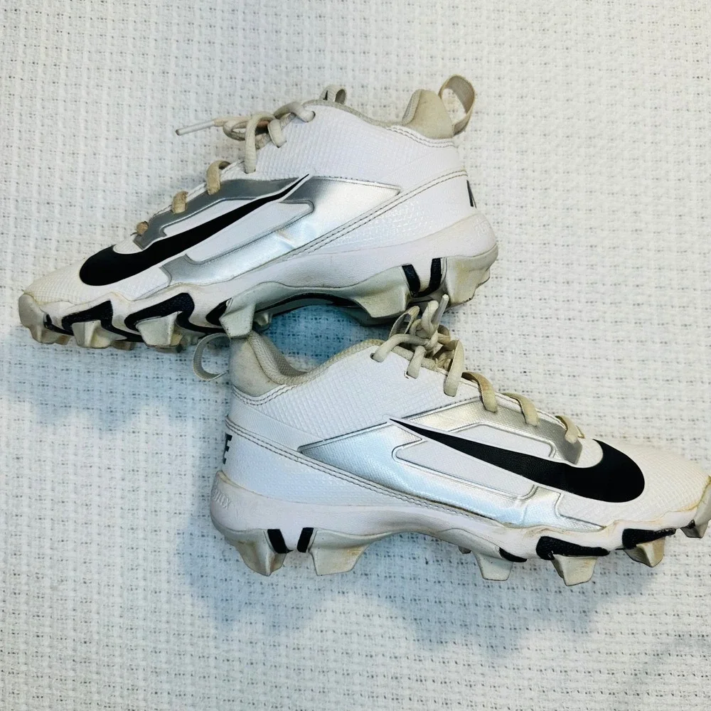 Nike Kids Alpha Huarache Fastflex Baseball‎ Cleats White Silver Sports Youth 3